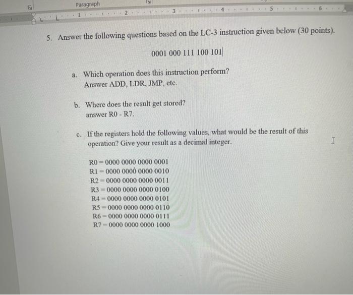 Solved Paragraph 3 • 1 5. Answer the following questions | Chegg.com
