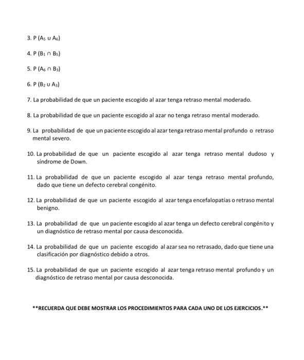 3. \( P\left(A_{5} \cup A_{6}\right) \) 4. \( P\left(B_{1} \cap B_{5}\right) \) 5. \( P\left(A_{6} \cap B_{3}\right) \) 6. \(