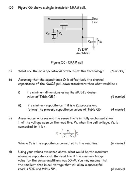 Solved Q6 Figure Q6 shows a single transistor DRAM cell. HE | Chegg.com