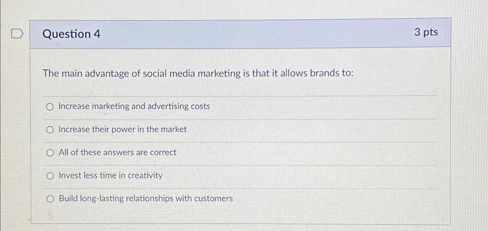 Solved Question 43ptsThe main advantage of social media | Chegg.com