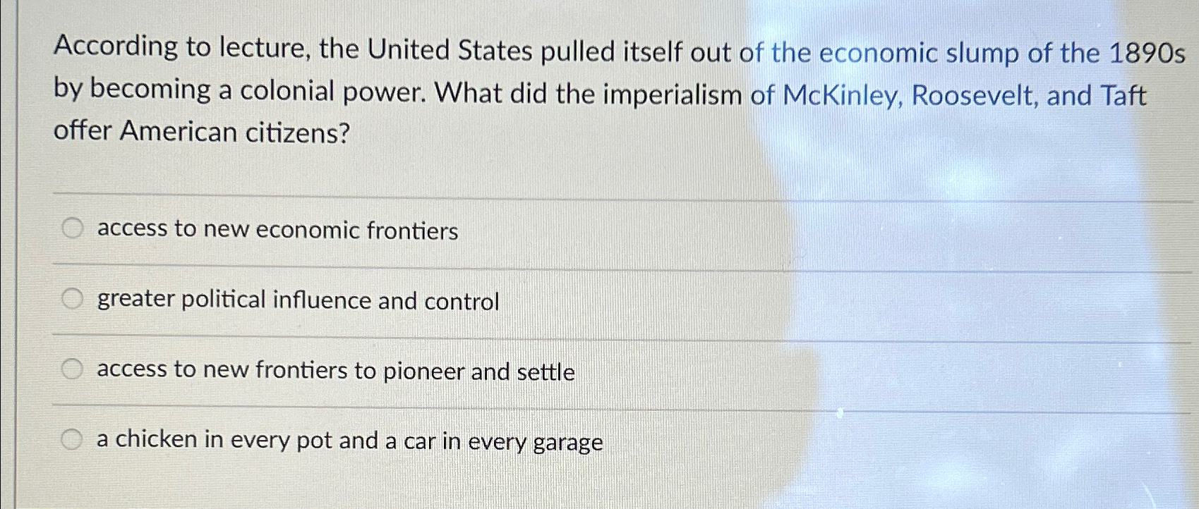 Solved According to lecture, the United States pulled itself | Chegg.com