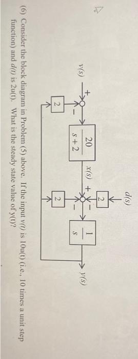 Solved (6) Consider the block diagram in Problem (5) above. | Chegg.com
