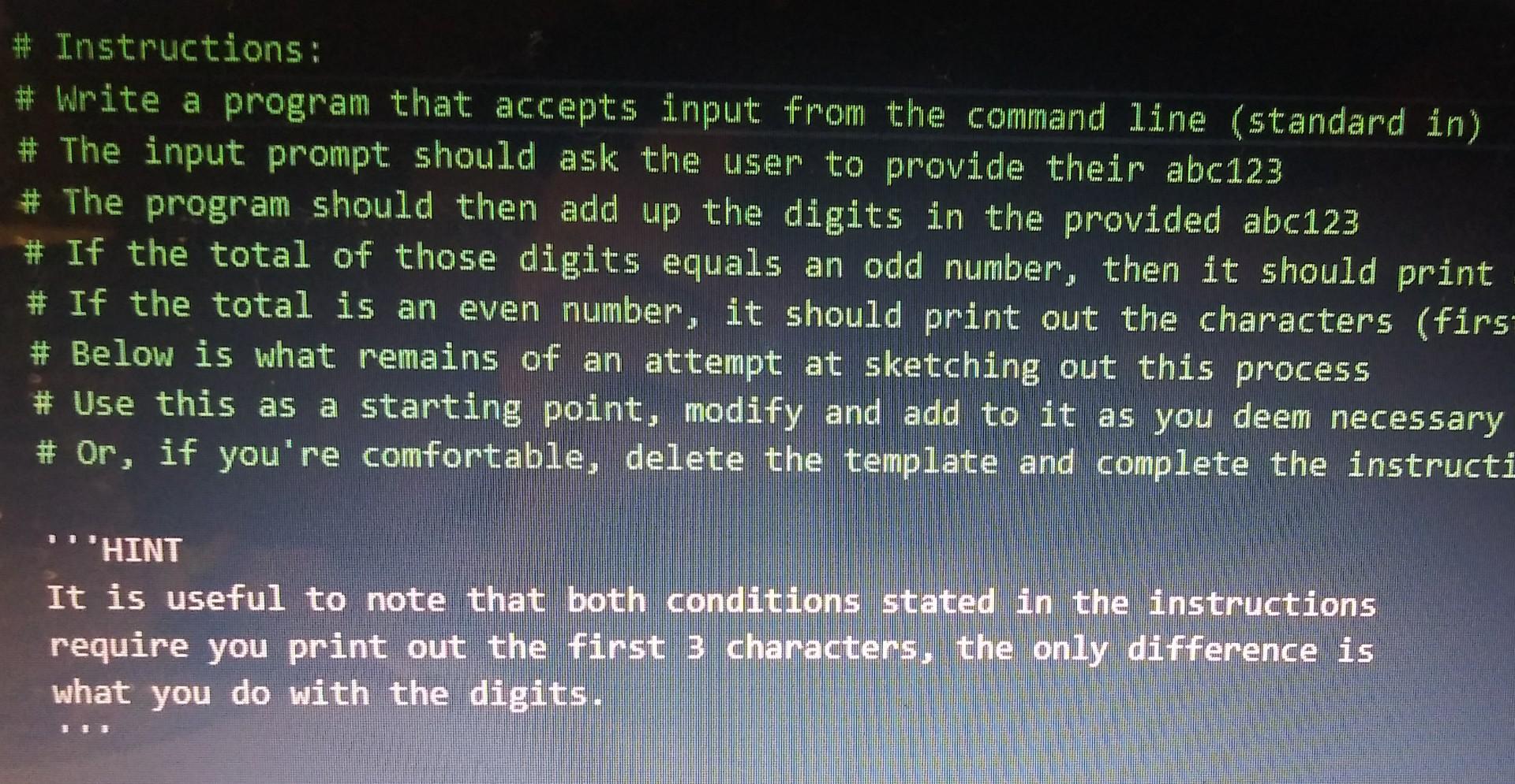 Solved # Instructions: # Write a program that accepts input | Chegg.com