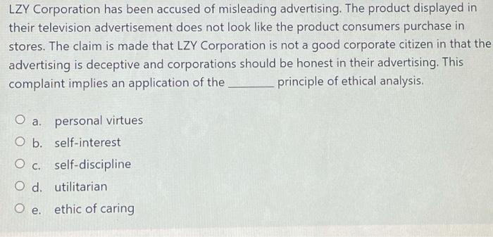 Solved LZY Corporation Has Been Accused Of Misleading | Chegg.com