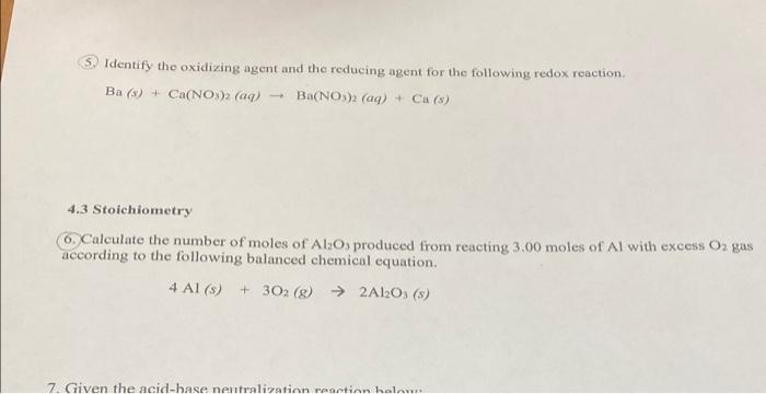 Solved Identify the oxidizing agent and the reducing agent | Chegg.com