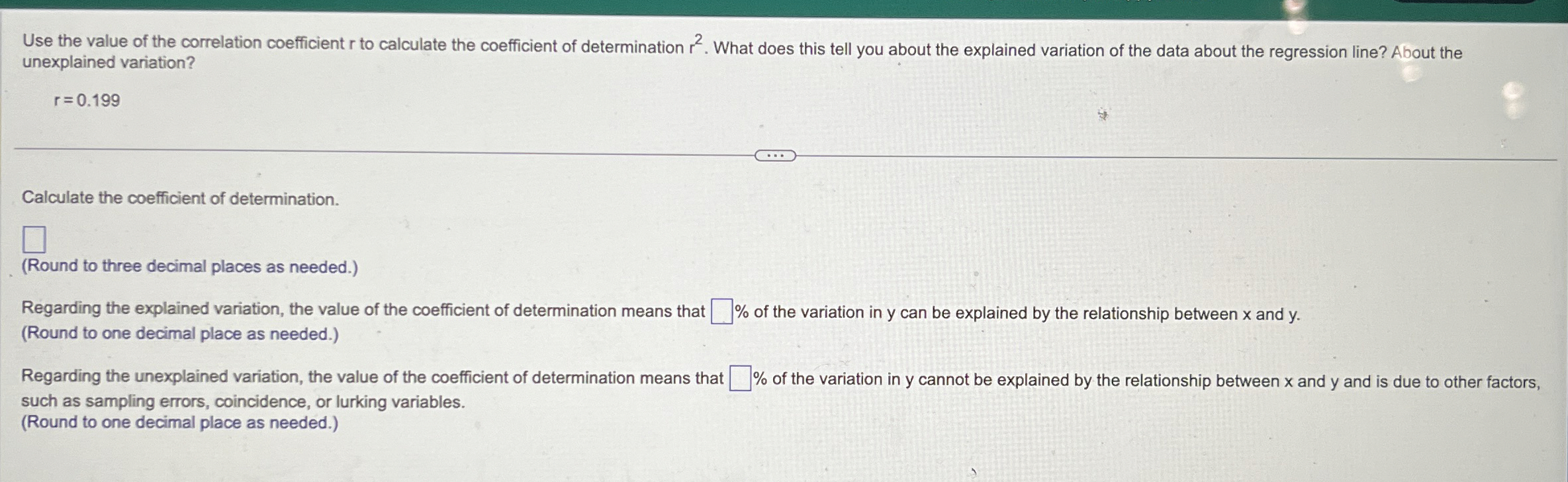 Solved Use the value of the correlation coefficient r ﻿to | Chegg.com