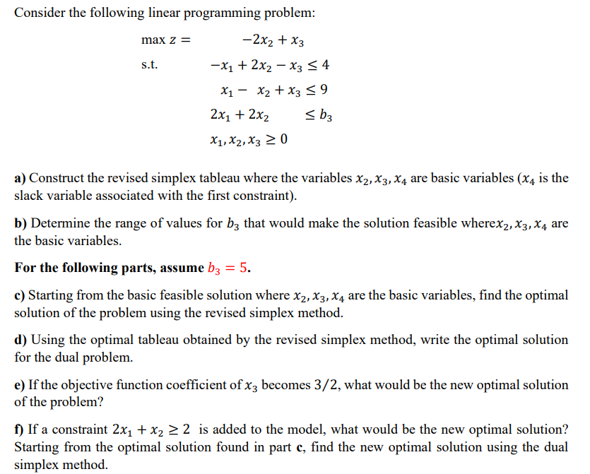 Solved Consider the following linear programming | Chegg.com