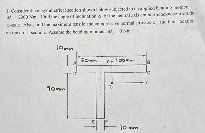 Solved 1. Consider The Unsymmetrical Section Shown Below | Chegg.com