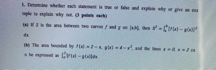 Solved 1. Determine whether each statement is true or false | Chegg.com