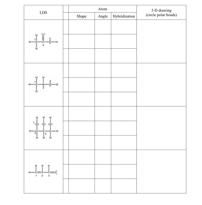 Solved For each of the Lewis Dot Structures below, determine | Chegg.com