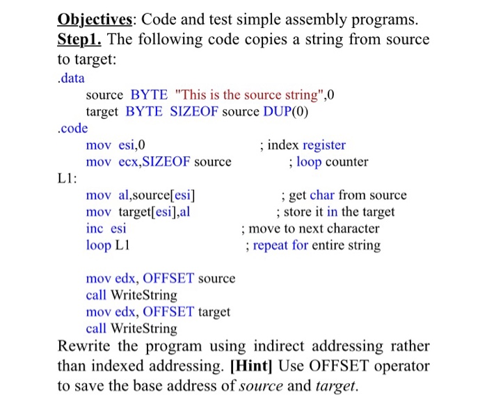 Solved: Objectives: Code and test simple assembly programs