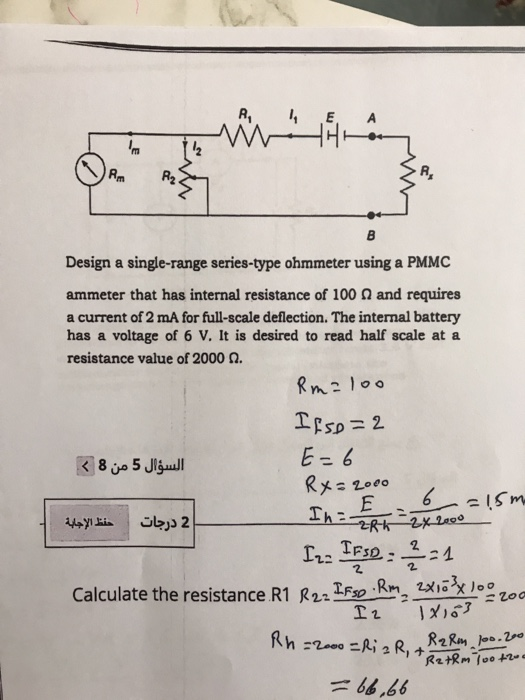 Wrio Design a singlerange seriestype ohmmeter using