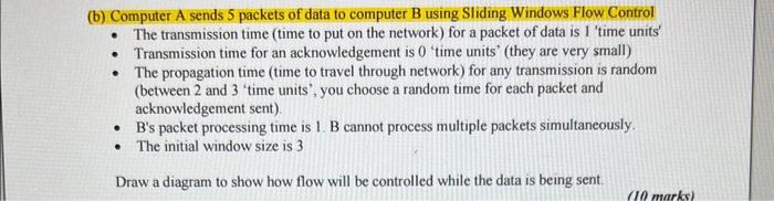 Solved (b) Computer A sends 5 packets of data to computer B | Chegg.com