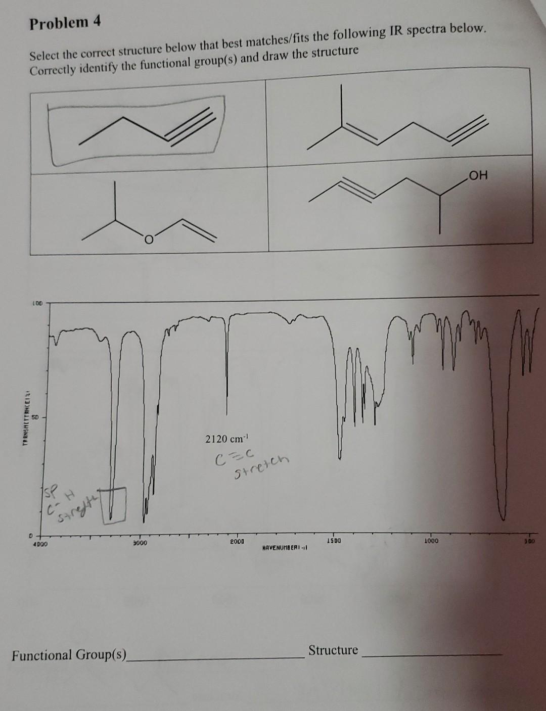 Solved Problem 4 Select The Correct Structure Below That | Chegg.com