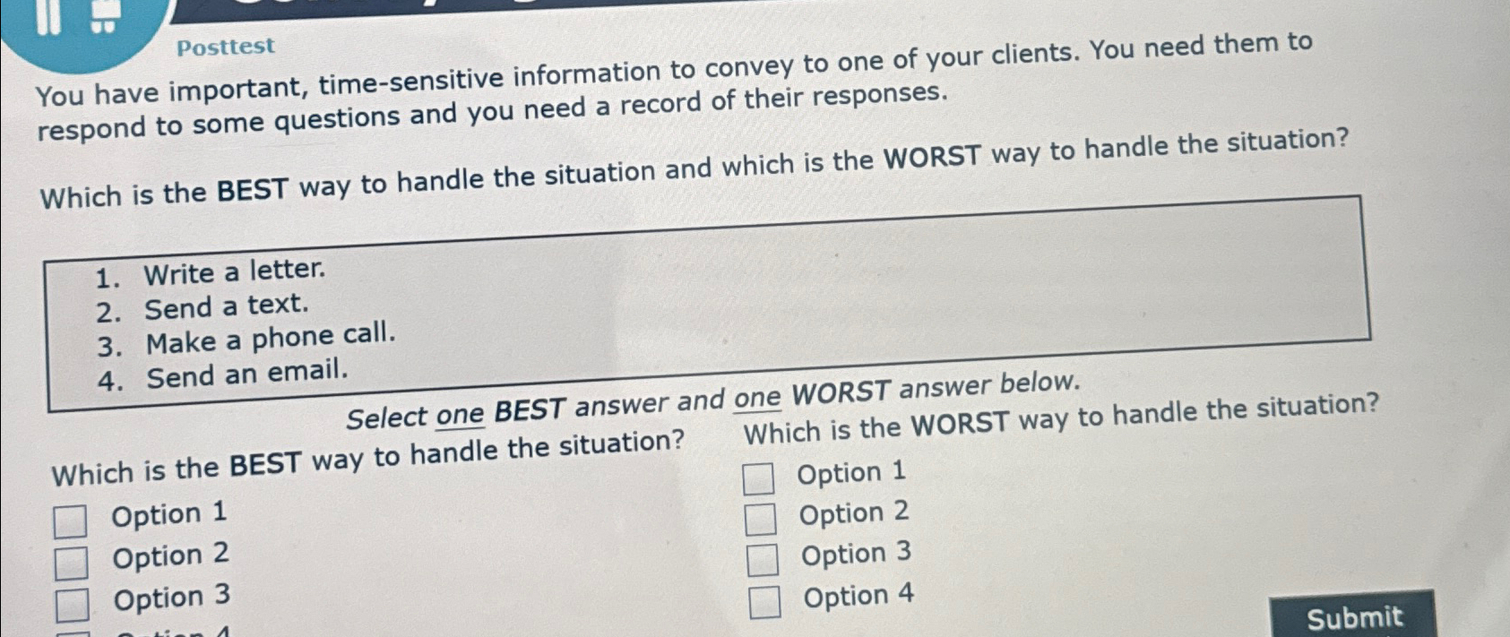 Solved PosttestYou have important, time-sensitive | Chegg.com