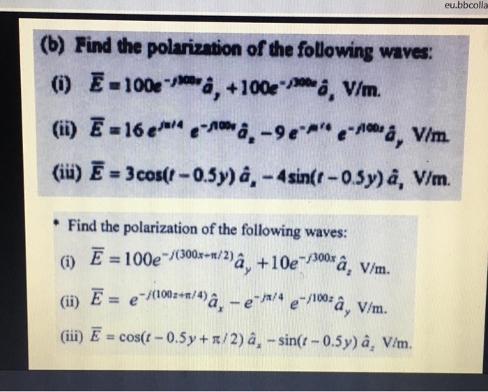 Solved The Magnetic Field Intensity Of A Linearly Polariz Chegg Com