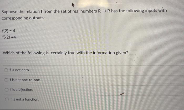 Solved Suppose the relation f from the set of real numbers R | Chegg.com