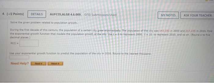 Solved Solve The Given Problem Related To Population Growth. | Chegg.com