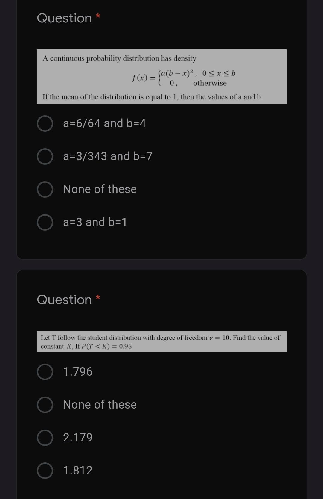 Solved Question * A continuous probability distribution has | Chegg.com