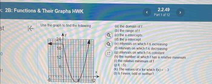 Solved : 2B: Functions \& Their Graphs HWK | Chegg.com