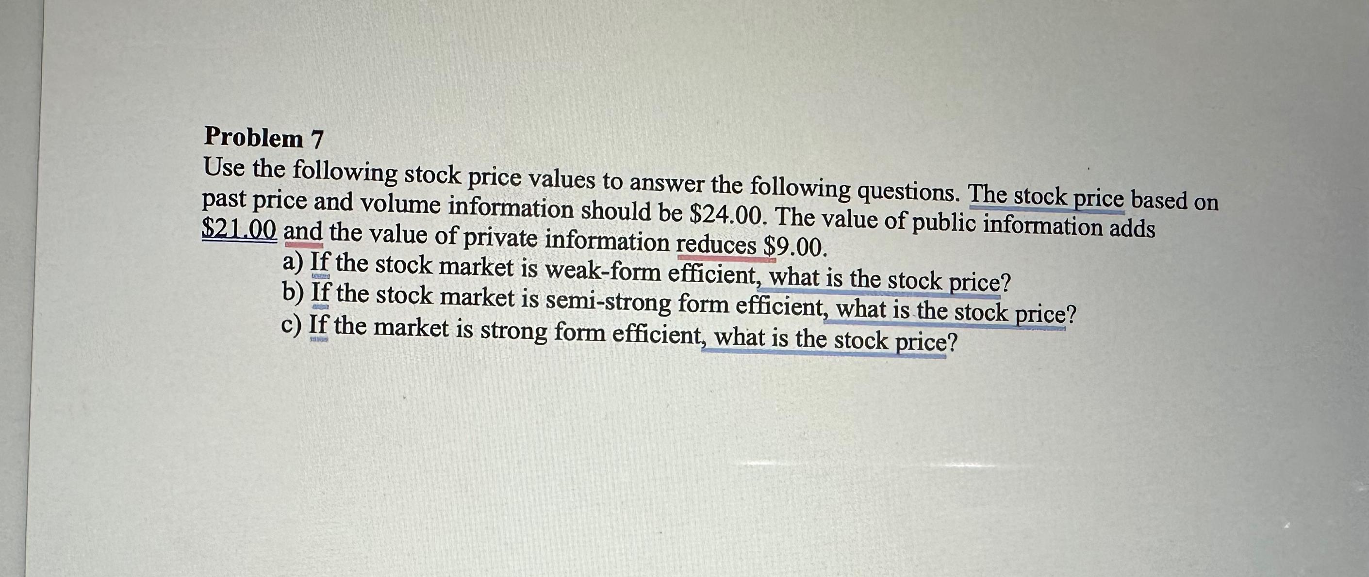 Solved Problem 7Use the following stock price values to | Chegg.com
