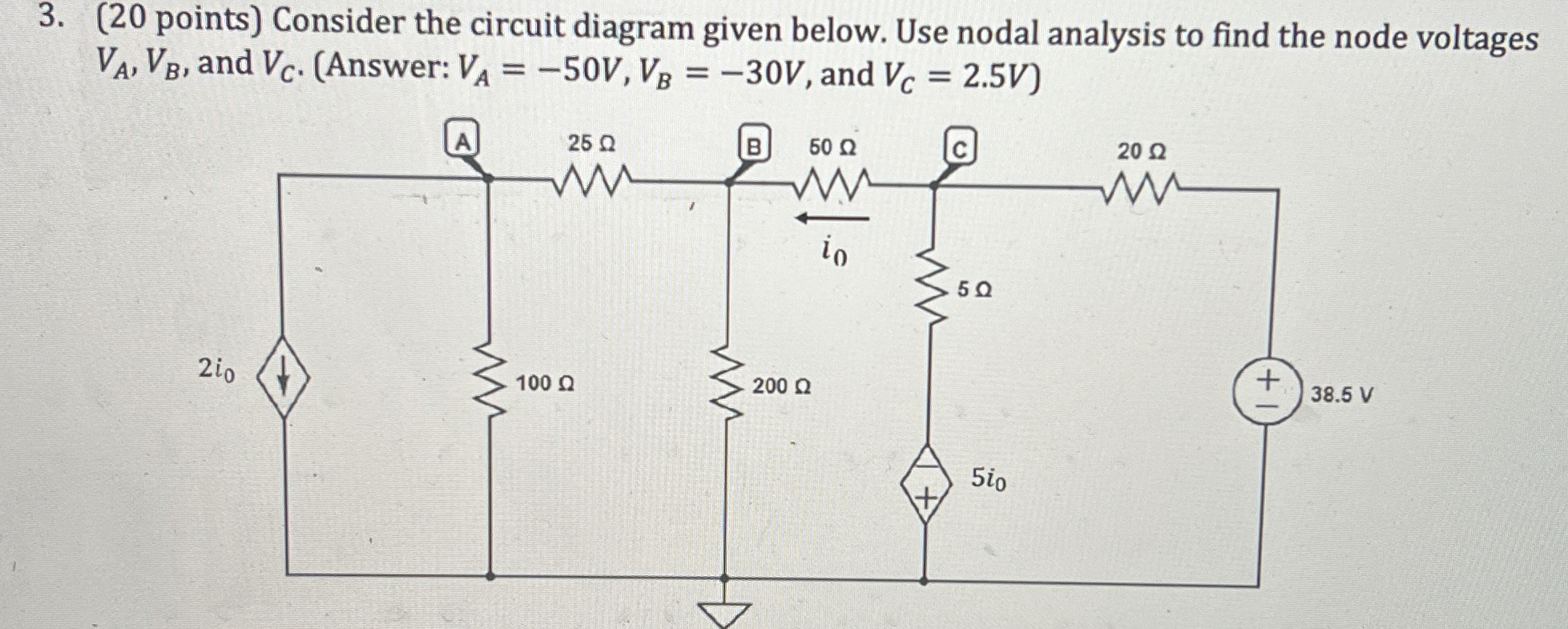 Solved (20 ﻿points) ﻿Consider the circuit diagram given | Chegg.com