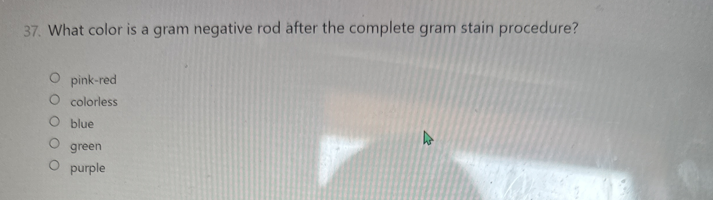 Solved What color is a gram negative rod after the complete | Chegg.com