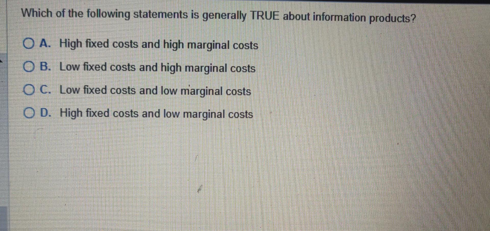 Solved Which of the following statements is generally TRUE | Chegg.com