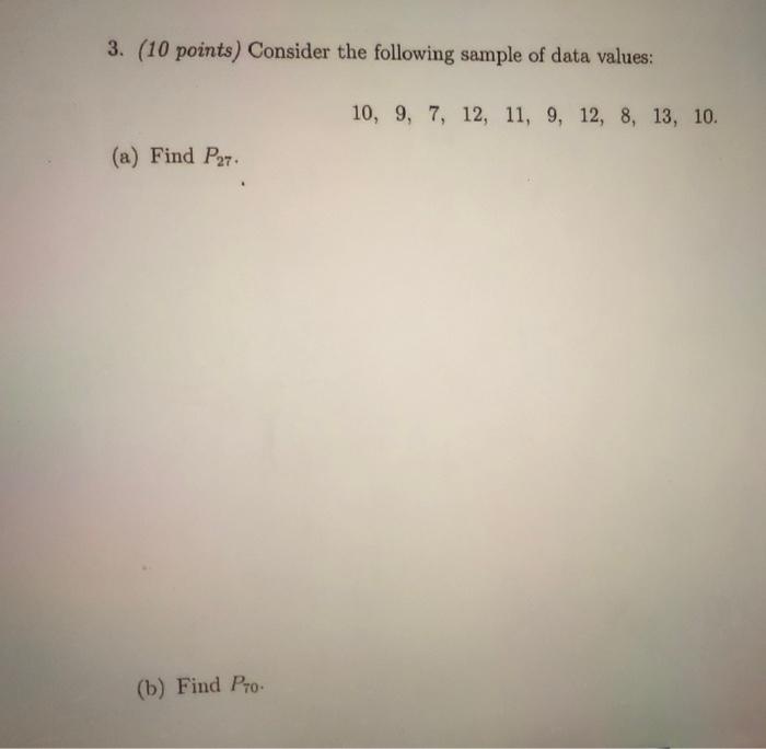 Solved 3. (10 points) Consider the following sample of data | Chegg.com