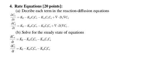 Solved Rate Equations [20 ﻿points]:(a) ﻿Decribe each term in | Chegg.com
