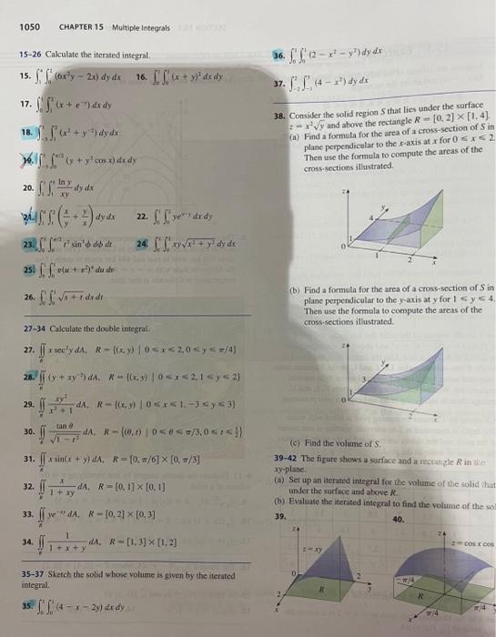 15-26 Cakulate the iterated integral. 15. | Chegg.com