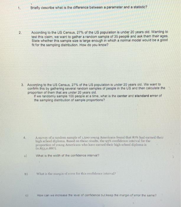 Solved 1 Briefly Describe What Is The Difference Between A Chegg