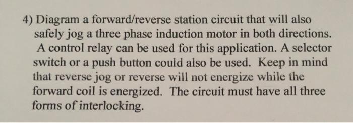 Solved draw a forward/reverse station circuit that will also | Chegg.com