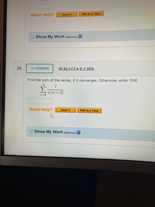 Solved Need Help? Read It Talk to a Tutor Show My Work | Chegg.com