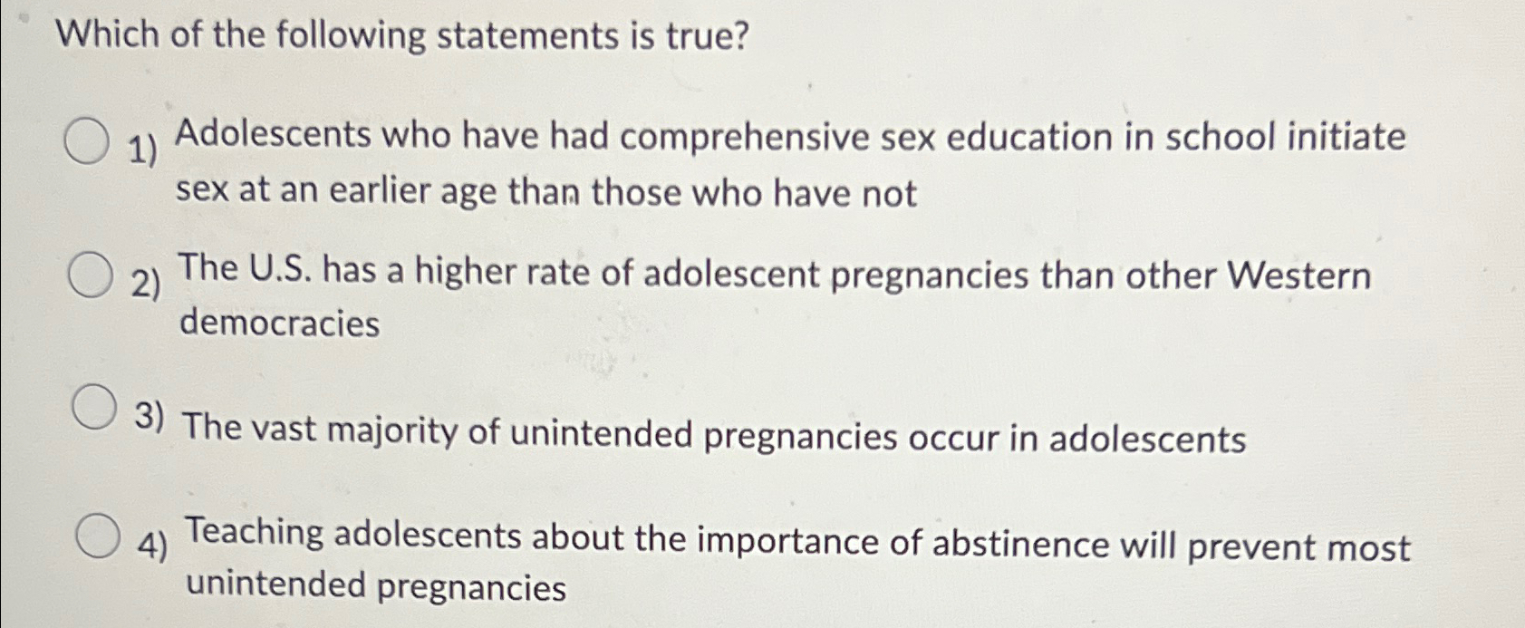 Solved Which of the following statements is true?Adolescents | Chegg.com