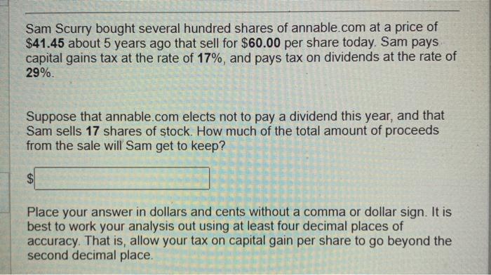 Sam share price