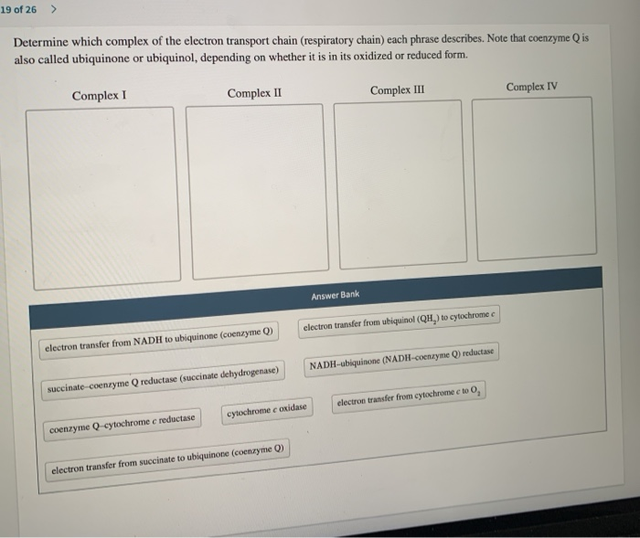 Solved 19 of 26 > Determine which complex of the electron | Chegg.com