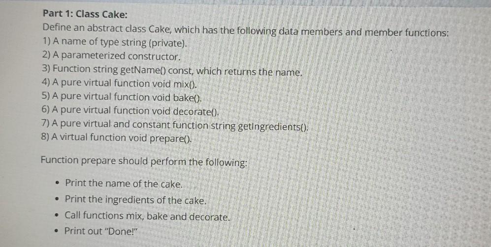 Solved Question 1: Prepare A Cake! There are many types of | Chegg.com