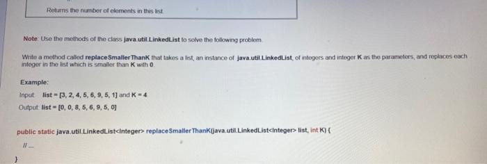 Solved Summary of the methods of java.util.LinkedList | Chegg.com