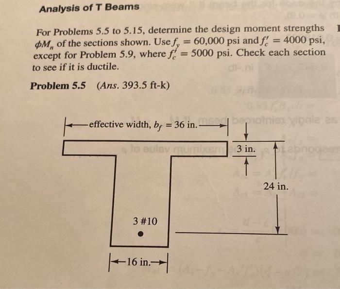 Solved Analysis of T Beams For Problems 5.5 to 5.15, | Chegg.com