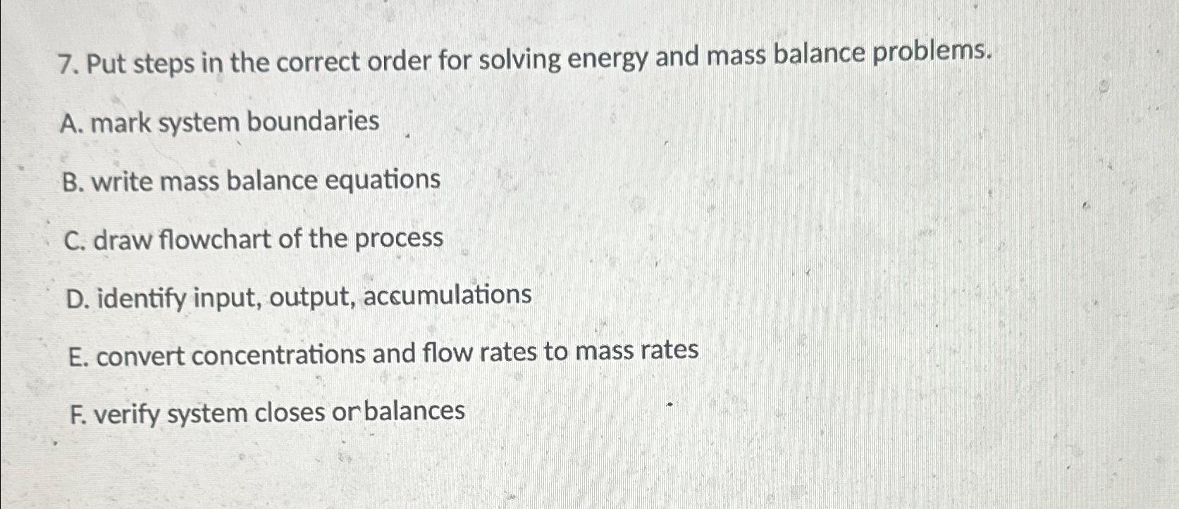 Solved Put steps in the correct order for solving energy and | Chegg.com
