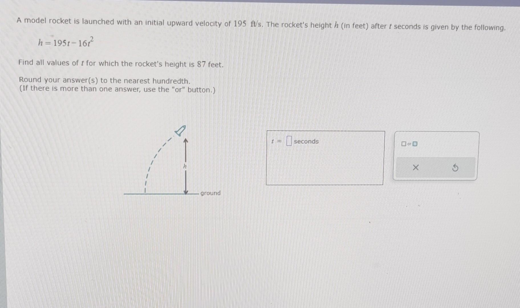 Solved A model rocket is launched with an initial upward