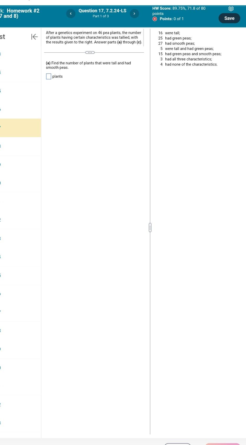 Solved please help find the number of plants in each | Chegg.com