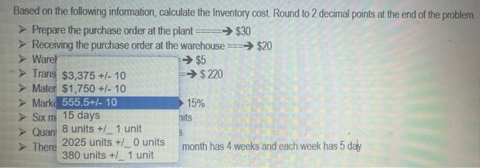 Solved Inventory management. I previous ask this question | Chegg.com