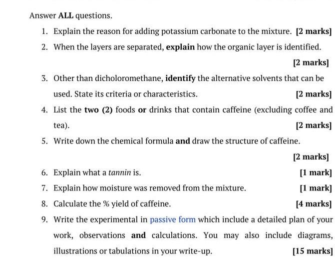 Solved EXPERIMENTAL PROCEDURES 1. Weigh approximately 20 g | Chegg.com