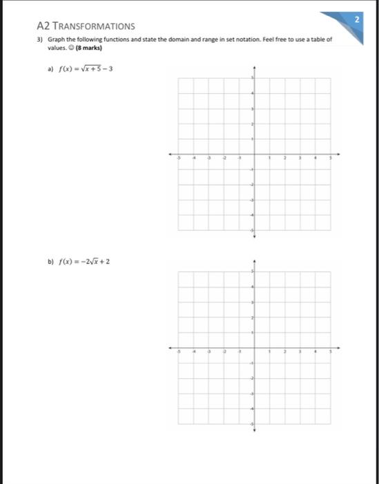 Solved A2 TRANSFORMATIONS Name: Below is for Teacher Use | Chegg.com