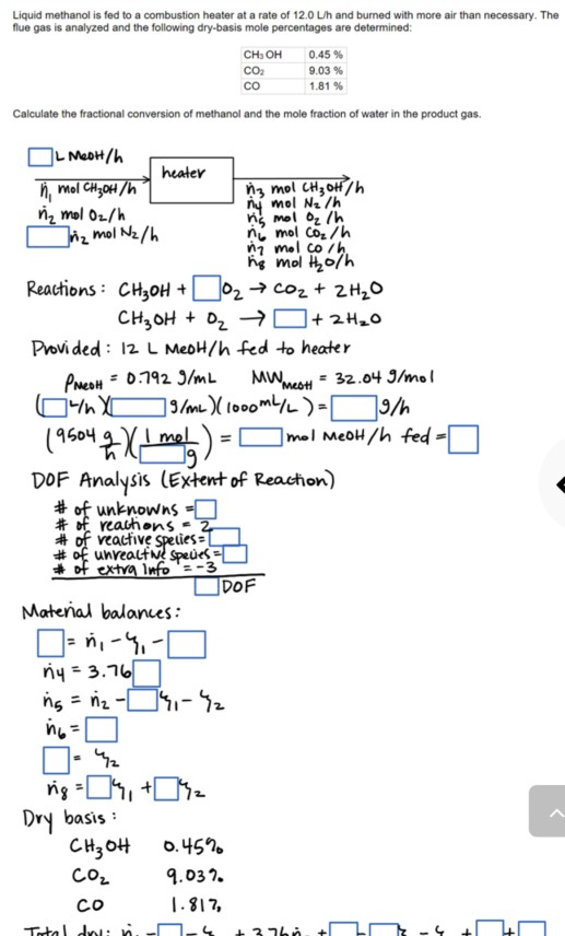 Solved Liquid methanol is fed to a combustion heater at a | Chegg.com