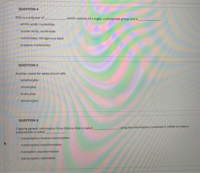 Solved QUESTION 4 which consists of a sugar, a phosphate | Chegg.com