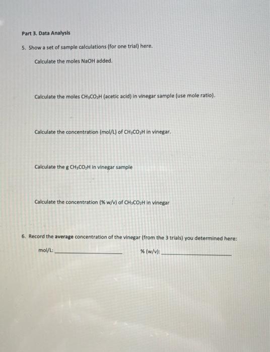 Solved Acid based Titration Lab - Data Analysis Calculate | Chegg.com
