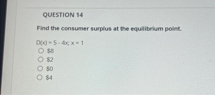 Solved Find the consumer surplus at the equilibrium point. | Chegg.com